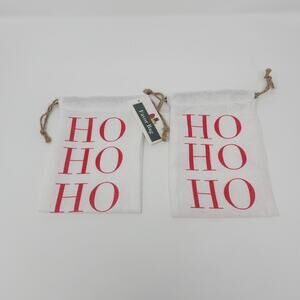 Christmas Gift Party Favor Bags Ho Ho Ho Set of 2